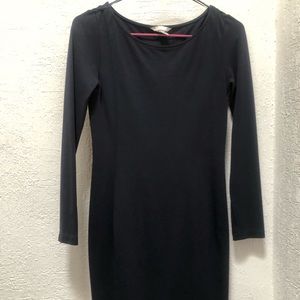 long sleeve navy dress